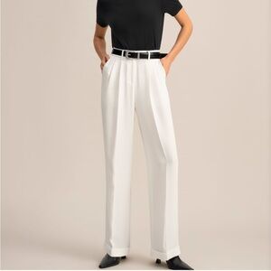 LIKE NEW Lily Silk Timeless Pleated Wide-Leg Dense 100% Silk Trousers